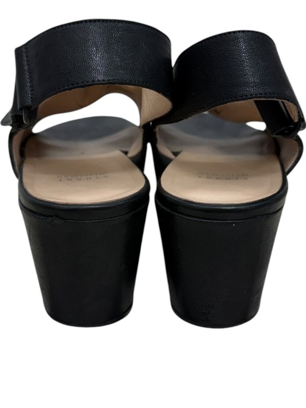 Stuart Weitzman Leather Wedge Peep-Toe Slingback Women's Black Sandals Sz 11.5 - Picture 4 of 8